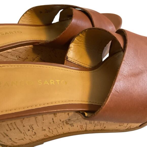 Franco Sarto Frost 2 Platform Wedge Heel Sandals 8M Open Toe Mules Leather Brown - Picture 8 of 11